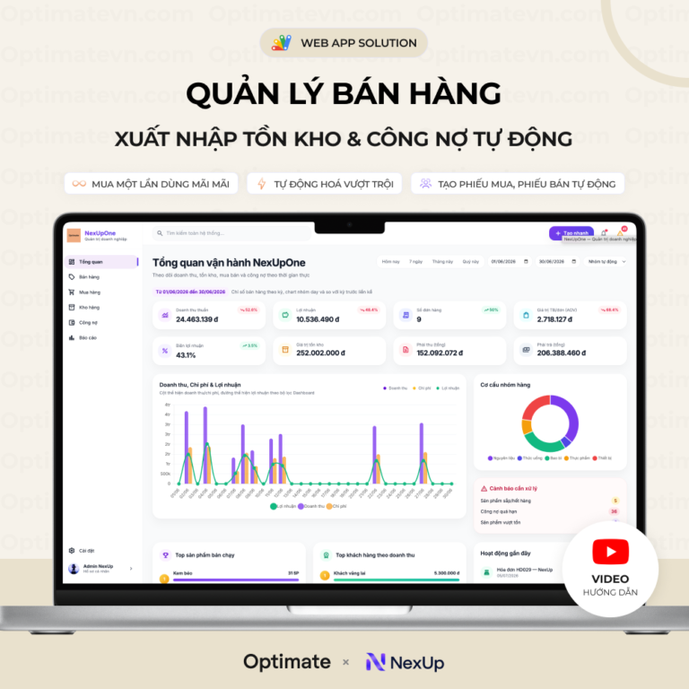 Quản lý bán hàng, xuất nhập tồn và công nợ tự động - Web App